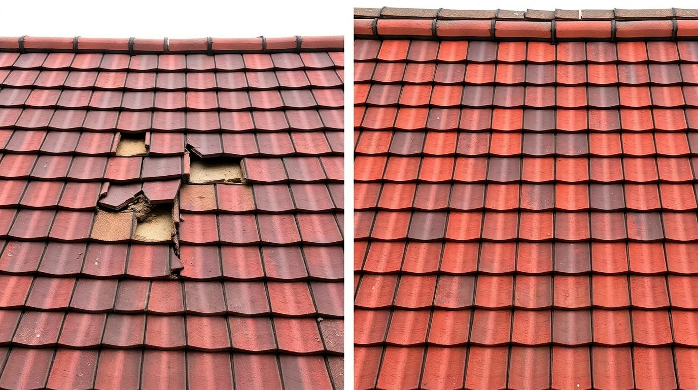 Remplacement de tuiles cassées