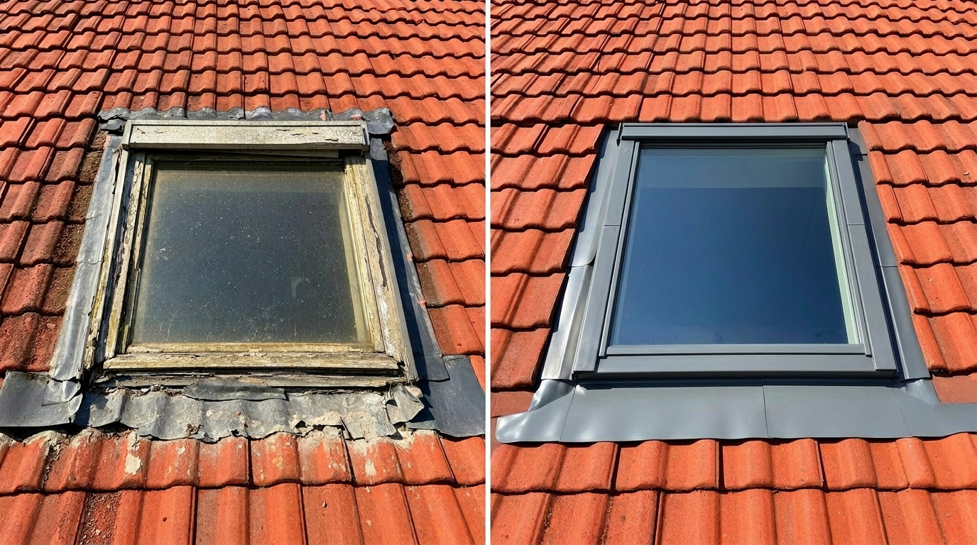 Remplacement de Velux — toiture tuiles, Watermael-Boitsfort